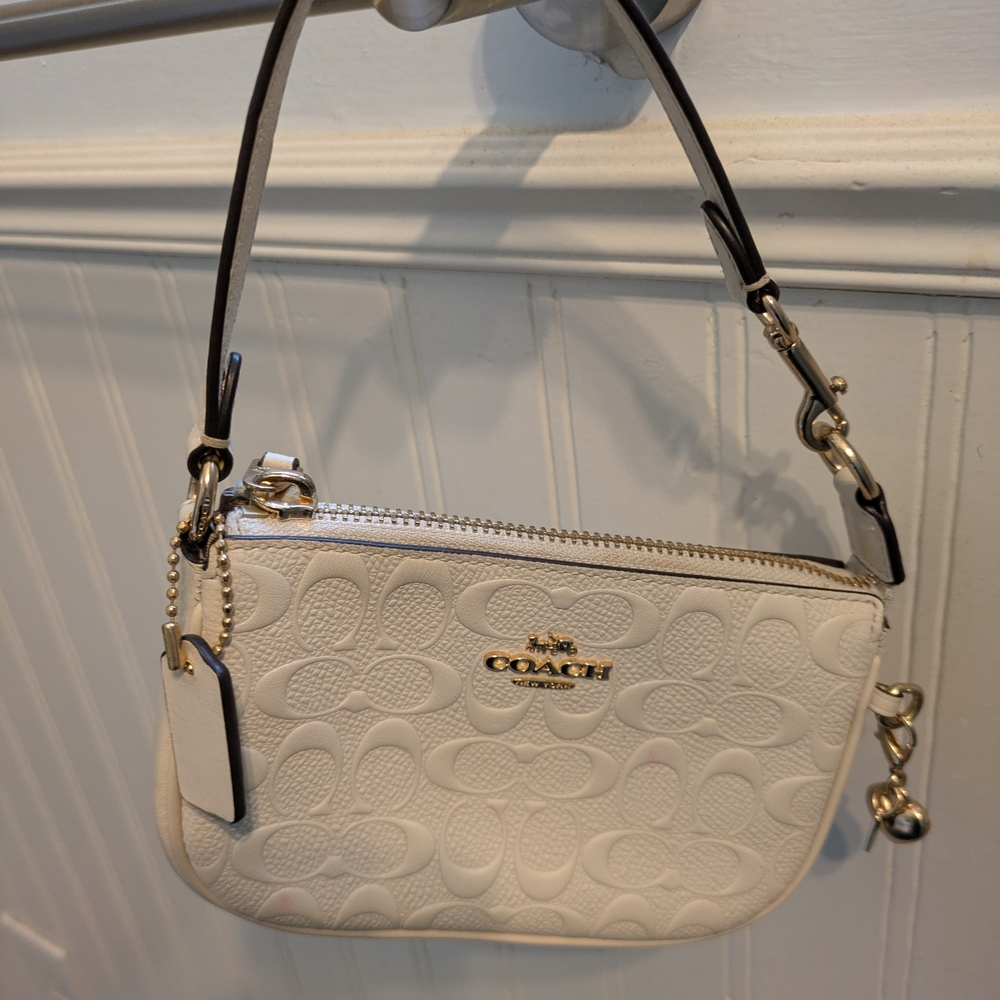 Coach Cream Wristlet with Gold Accents